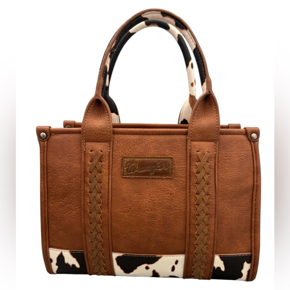 Wrangler Tan and Black Cow Print Concealed Carry Crossbody Tote Bag NWOT - Picture 2 of 11